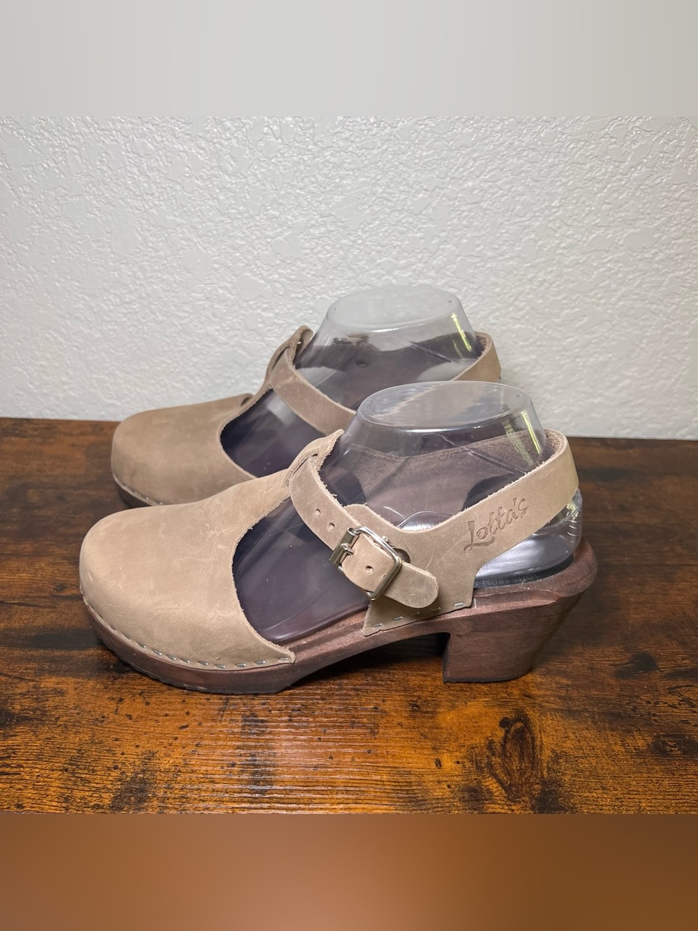 LOTTA FROM STOCKHOLM High Wood T-Bar Nubuck Leather Clog Mary Jane Sandal EU 40
